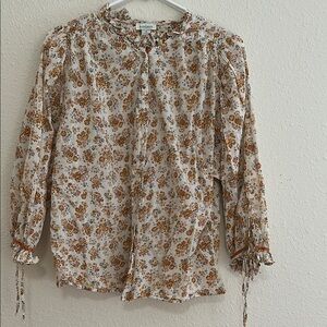 Feminine Sundance Floral Blouse with 3/4 Sleeves